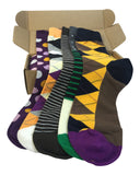 5 Pair Mens Funky Fun Colorful Socks-Hipster Power Socks-Premium Cotton Socks