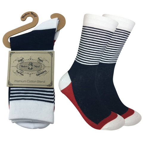 Mens Colorful Cotton Fun Casual Fashion Stripe Socks Collection-Single Pairs