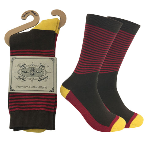 Mens Colorful Cotton Fun Casual Fashion Stripe Socks Collection-Single Pairs