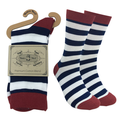 Mens Colorful Cotton Fun Casual Fashion Stripe Socks Collection-Single Pairs