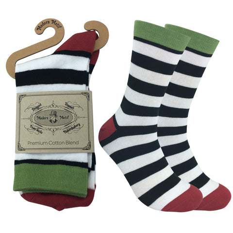 Mens Colorful Cotton Fun Casual Fashion Stripe Socks Collection-Single Pairs