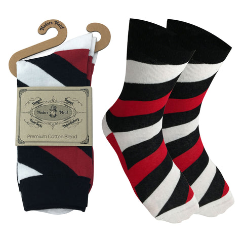 Mens Colorful Cotton Fun Casual Fashion Stripe Socks Collection-Single Pairs