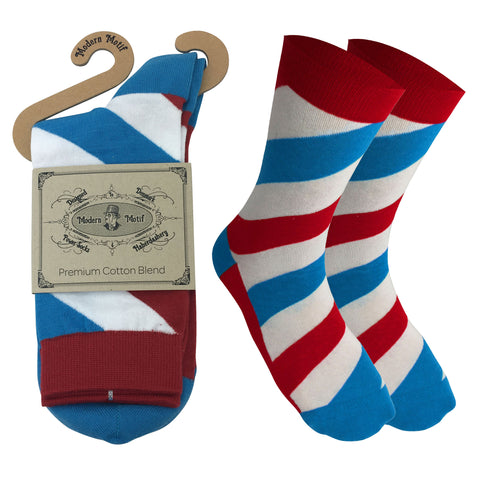 Mens Colorful Cotton Fun Casual Fashion Stripe Socks Collection-Single Pairs