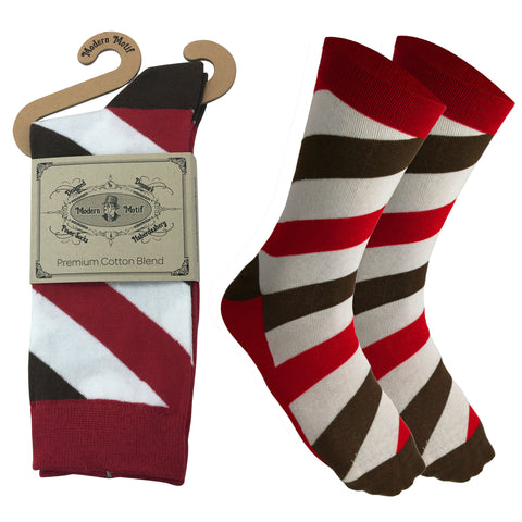 Mens Colorful Cotton Fun Casual Fashion Stripe Socks Collection-Single Pairs