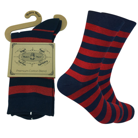 Mens Colorful Cotton Fun Casual Fashion Stripe Socks Collection-Single Pairs