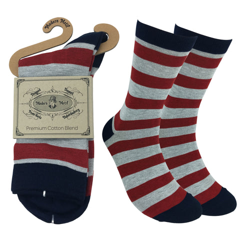 Mens Colorful Cotton Fun Casual Fashion Stripe Socks Collection-Single Pairs