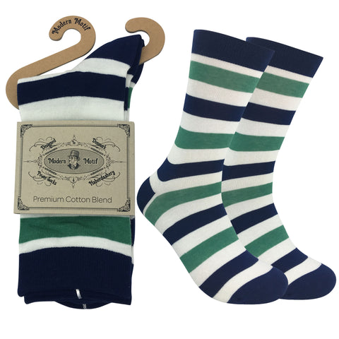 Mens Colorful Cotton Fun Casual Fashion Stripe Socks Collection-Single Pairs