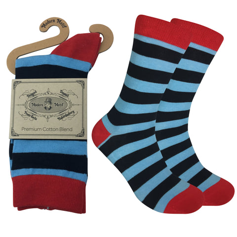Mens Colorful Cotton Fun Casual Fashion Stripe Socks Collection-Single Pairs