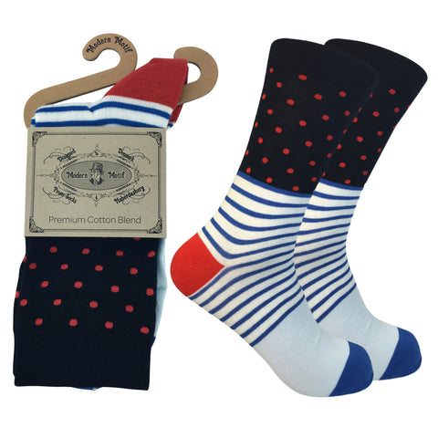 Mens Colorful Cotton Fun Casual Fashion Stripe Socks Collection-Single Pairs