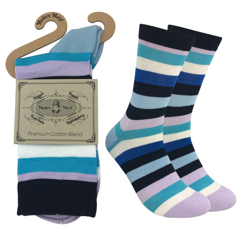 Mens Colorful Cotton Fun Casual Fashion Stripe Socks Collection-Single Pairs