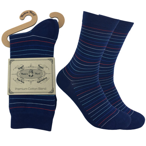 Mens Colorful Cotton Fun Casual Fashion Stripe Socks Collection-Single Pairs