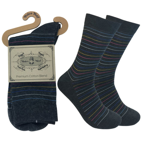 Mens Colorful Cotton Fun Casual Fashion Stripe Socks Collection-Single Pairs