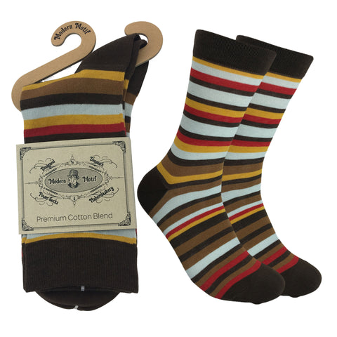 Mens Colorful Cotton Fun Casual Fashion Stripe Socks Collection-Single Pairs