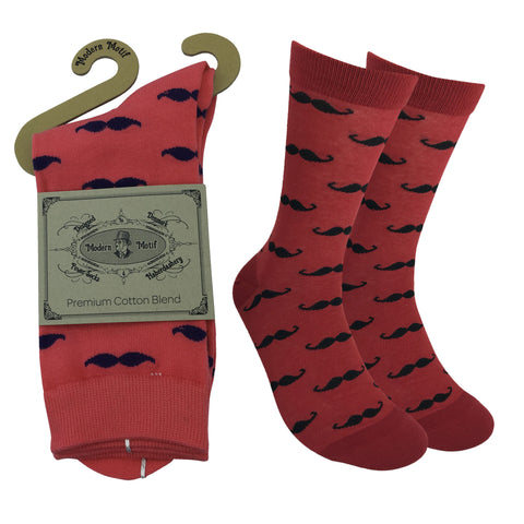 Mens Colorful Cotton Business Fun Casual Fashion Mustache Socks  Collection- Single Pairs