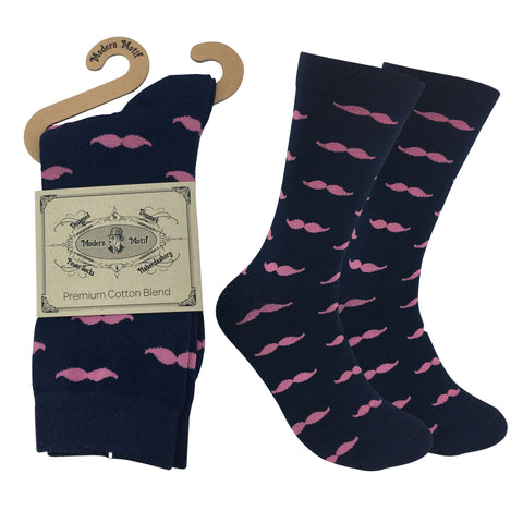 Mens Colorful Novelty Funky Fun Cotton Mustache Socks  Collection- Single Pairs