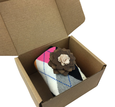 Premium Wooden Lapel Pin with Matching Cotton Blend Sock