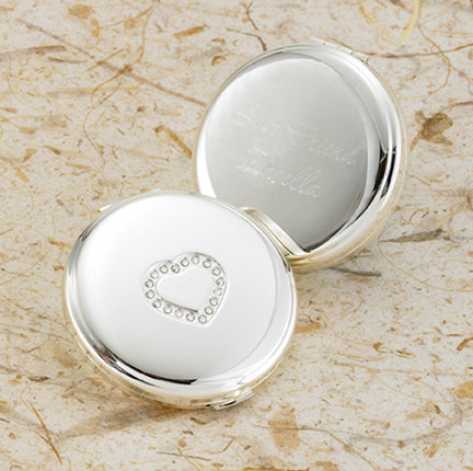 Sweetheart Silver Plated Compact Mirror