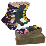 5 Pair Mens Funky Fun Colorful Socks-Hipster Power Socks-Premium Cotton Socks