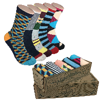 5 Pair Mens Funky Fun Colorful Socks-Hipster Power Socks-Premium Cotton Socks