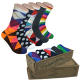 5 Pair Mens Funky Fun Colorful Socks-Hipster Power Socks-Premium Cotton Socks
