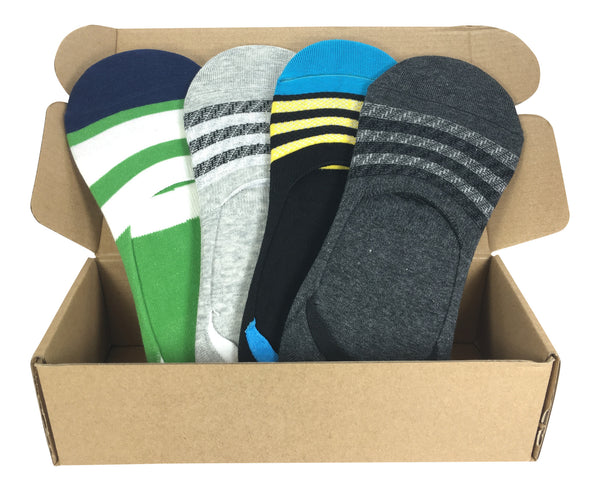 4 Pair No-Show Socks For Men with Silicone Grip - Maui Collection