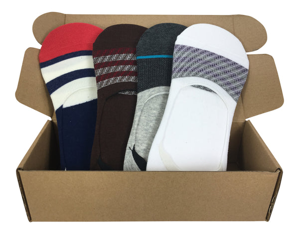 4 Pair No-Show Socks For Men with Silicone Grip - St. Marteen Collection