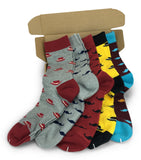 Men Novelty Fashion Dress Socks-5 Pair Fancy Power Sock-Fun Colorful Theme Socks