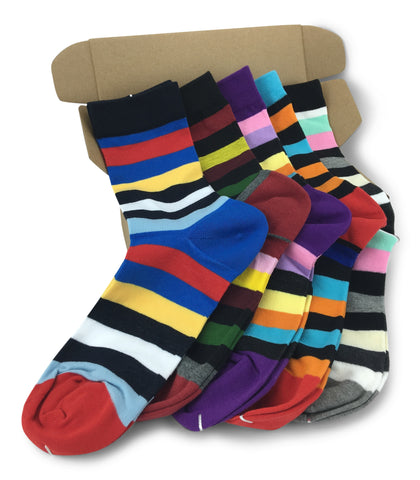 5 Pair Mens Funky Fun Colorful Cotton Socks-Hipster Power Socks-Theme Socks