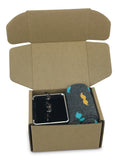 Black Onyx Mustache Cufflink with Matching Men Mustache Socks-Gift Box