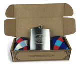 Geometric Set colorful Fun Power Socks 2 with 6oz Flask - Gift Box