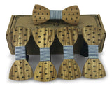 5 Pack Wooden Bow Tie-Creative Handmade Wood Bowtie-Anchor & Blue Plaid