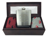 Men Colorful Fashion Design cotton Socks-Stainless steel hip flask with Gift box