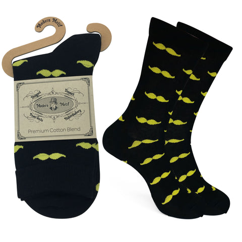 Mens Colorful Novelty Funky Fun Cotton Mustache Socks  Collection- Single Pairs