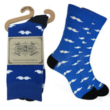 Mens Colorful Cotton Business Fun Casual Fashion Mustache Socks  Collection- Single Pairs