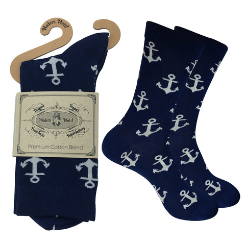 Mens Colorful Novelty Funky Fun Cotton Fashion Anchor Socks Collection- Single Pairs