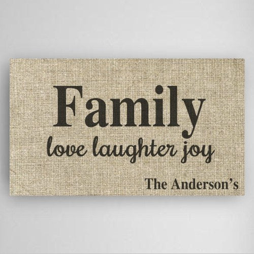 14"x24" Love, Laughter & Joy Family Canvas Sign