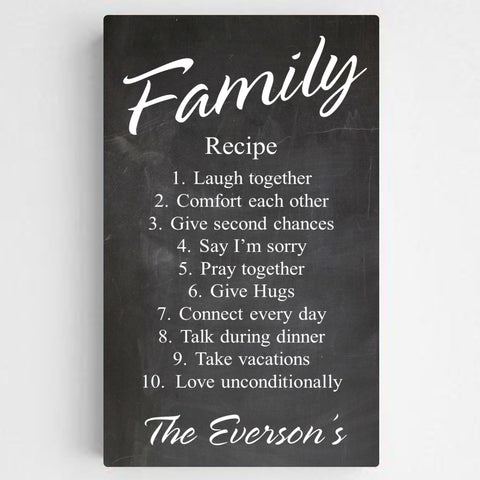 14"x24" Personalized Family Recipe Canvas Sign