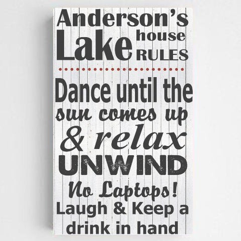 14"x24" Personalized Lake House Canvas Sign