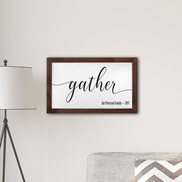 Personalized Gather Modern Farmhouse 14" x 24" Framed Canvas Sign