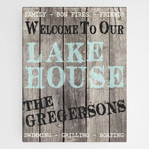 18"x24" Canvas - Wood Lake House Canvas Sign