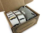 2 Piece Combo Set-Suspenders & Matching Mens mustaches Socks Gift Set