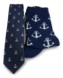 2 Piece Combo Set-Premium cotton Anchors socks with matching skinny tie Combo