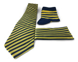 3 Piece Matching Set Necktie,Pocket Square and Power Sock Gift Box Combo