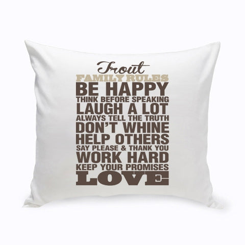 16" x 16" Rustic Family Rules Throw Pillow