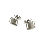 Brushed Silver Slotted Silver Cuff Links