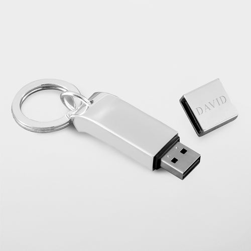 Silver Plated Key Chain with 2GB USB Drive