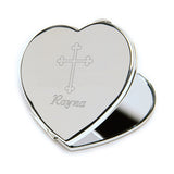 Heart Mirror with Engraved Cross