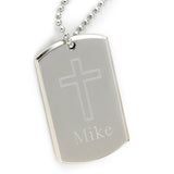 Large Inspirational Dog Tag with Engraved Cross