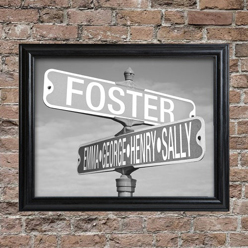 Personalized Black and White Street Sign Frame