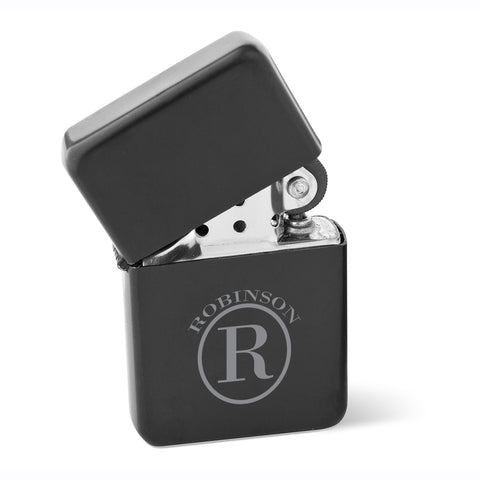 Personalized Wind Proof Matte Black Stainless Lighter